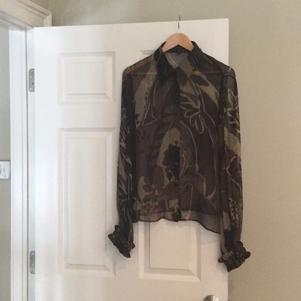 Escada Silk Green and Brown Blouse